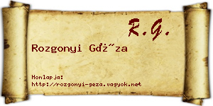 Rozgonyi Géza névjegykártya