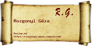 Rozgonyi Géza névjegykártya